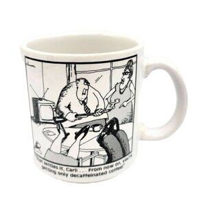 The Far Side That Settles it Carl! Decaf Black White Mug Larson Funny VTG 1980